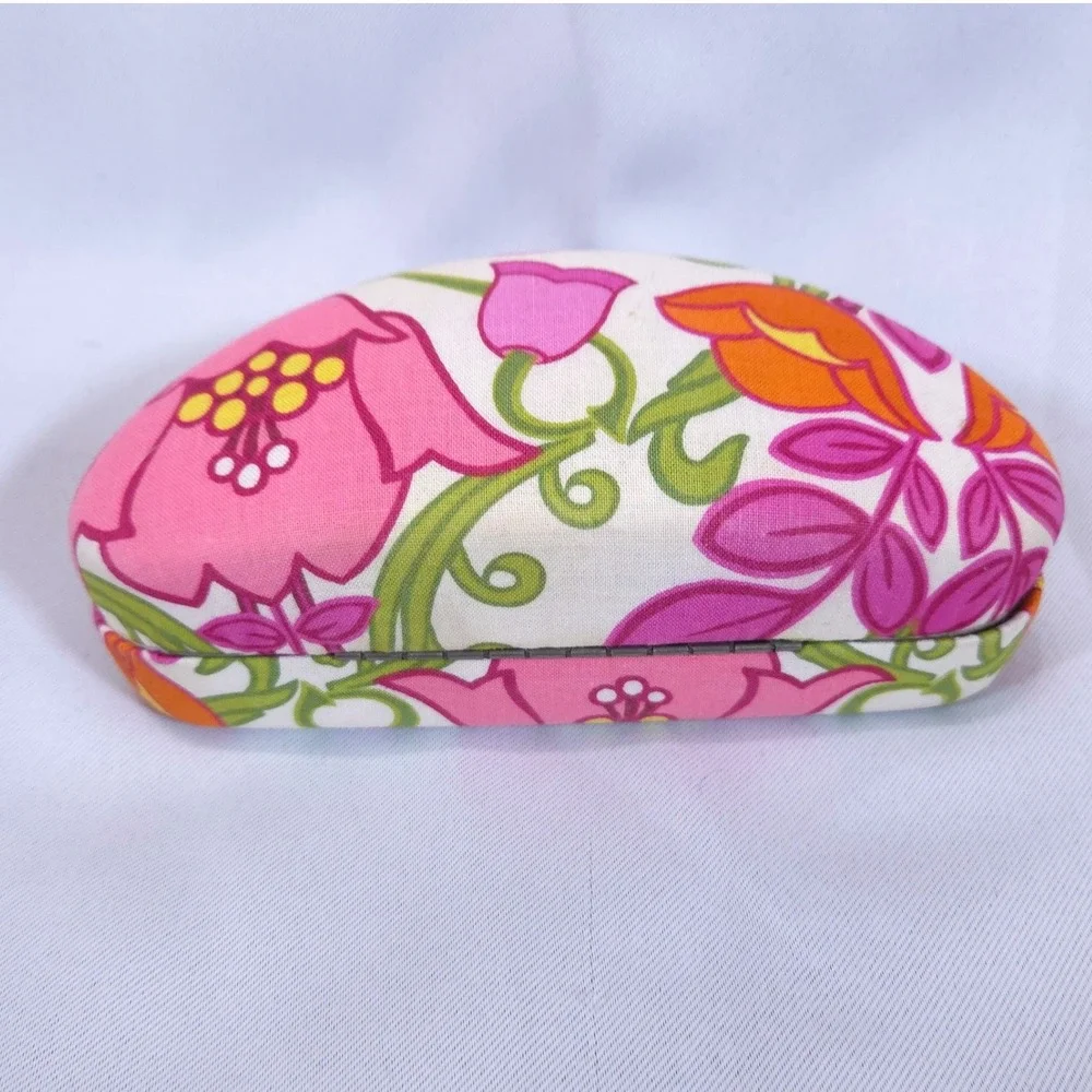 Vera Bradley Floral Hard Shell Eyeglasses Case Sunglasses Pink Orange White